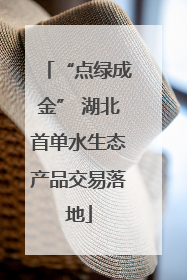 “点绿成金” 湖北首单水生态产品交易落地