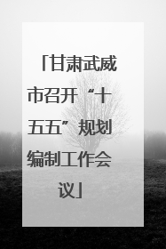 甘肃武威市召开“十五五”规划编制工作会议