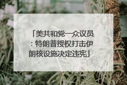 美共和党一众议员：特朗普授权打击伊朗核设施决定违宪