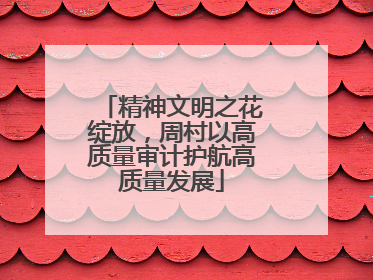 精神文明之花绽放，周村以高质量审计护航高质量发展