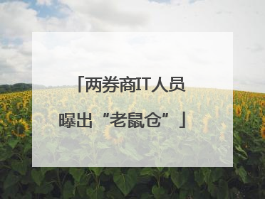 两券商IT人员曝出“老鼠仓”