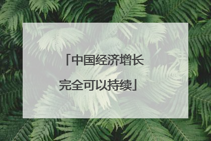 中国经济增长完全可以持续