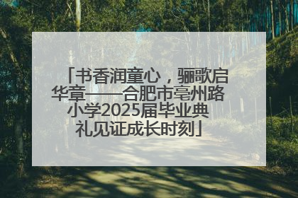 书香润童心，骊歌启华章——合肥市亳州路小学2025届毕业典礼见证成长时刻