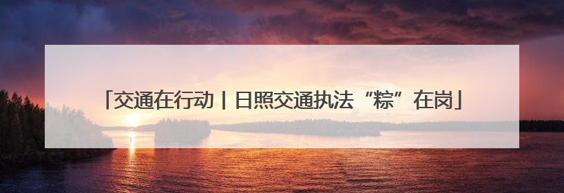 交通在行动丨日照交通执法“粽”在岗