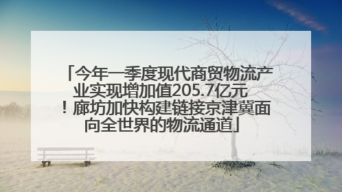 今年一季度现代商贸物流产业实现增加值205.7亿元！廊坊加快构建链接京津冀面向全世界的物流通道