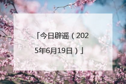 今日辟谣（2025年6月19日）