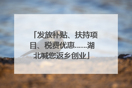 发放补贴、扶持项目、税费优惠……湖北喊您返乡创业