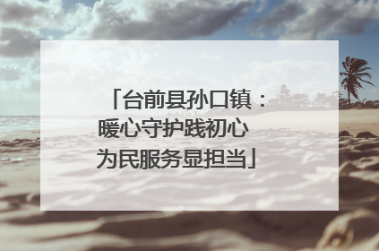 台前县孙口镇：暖心守护践初心 为民服务显担当