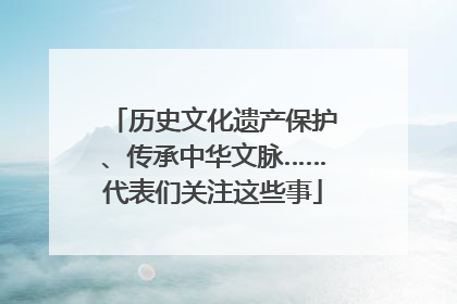 历史文化遗产保护、传承中华文脉……代表们关注这些事