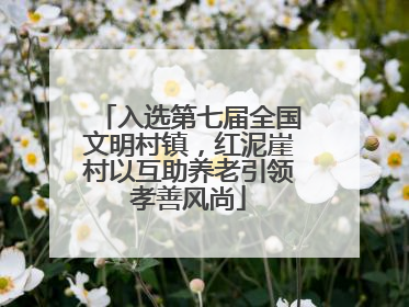 入选第七届全国文明村镇，红泥崖村以互助养老引领孝善风尚