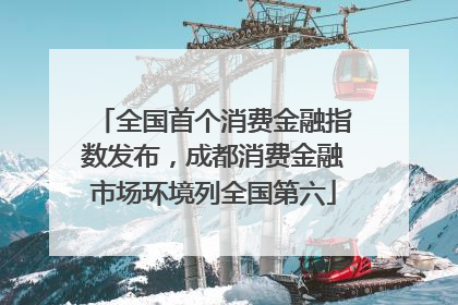 全国首个消费金融指数发布，成都消费金融市场环境列全国第六
