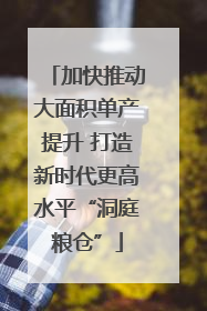 加快推动大面积单产提升 打造新时代更高水平“洞庭粮仓”