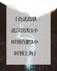 合武高铁：武汉出发1小时到合肥3小时到上海