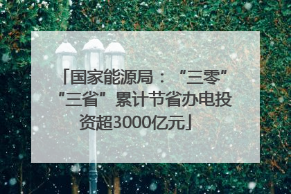 国家能源局：“三零”“三省”累计节省办电投资超3000亿元
