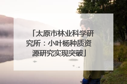太原市林业科学研究所：小叶杨种质资源研究实现突破