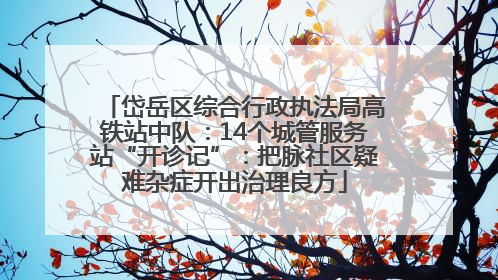 岱岳区综合行政执法局高铁站中队：14个城管服务站“开诊记”：把脉社区疑难杂症开出治理良方
