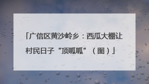 广信区黄沙岭乡：西瓜大棚让村民日子“顶呱呱”（图）