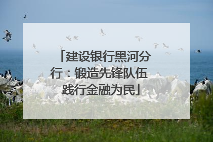 建设银行黑河分行：锻造先锋队伍 践行金融为民