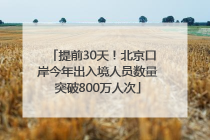 提前30天！北京口岸今年出入境人员数量突破800万人次