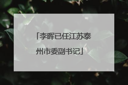 李晖已任江苏泰州市委副书记