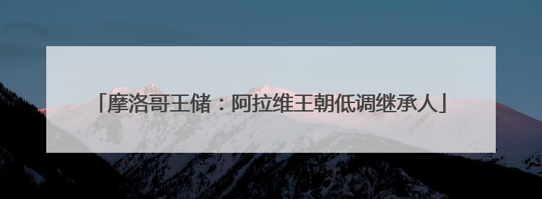 摩洛哥王储：阿拉维王朝低调继承人