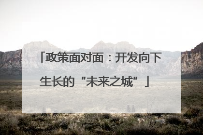 政策面对面：开发向下生长的“未来之城”