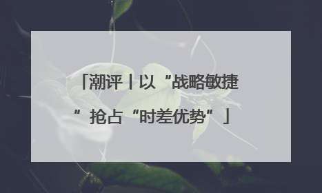 潮评丨以“战略敏捷”抢占“时差优势”