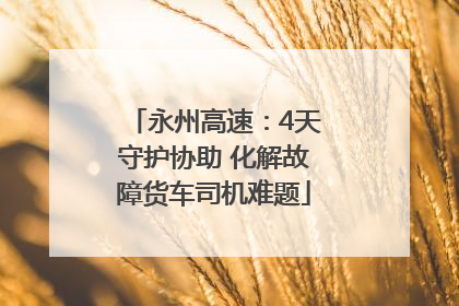 永州高速：4天守护协助 化解故障货车司机难题