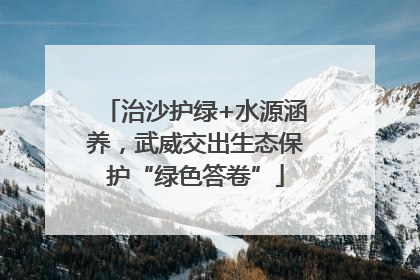 治沙护绿+水源涵养，武威交出生态保护“绿色答卷”