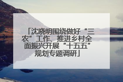 沈晓明围绕做好“三农”工作、推进乡村全面振兴开展“十五五”规划专题调研