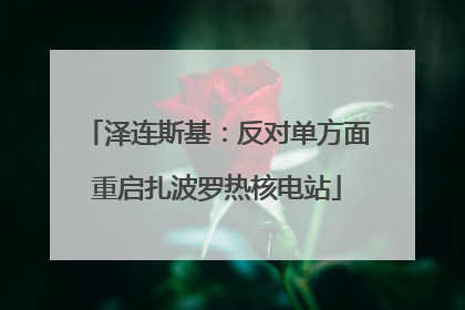 泽连斯基：反对单方面重启扎波罗热核电站
