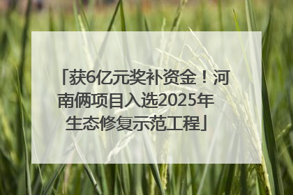 获6亿元奖补资金！河南俩项目入选2025年生态修复示范工程