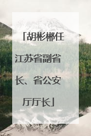 胡彬郴任江苏省副省长、省公安厅厅长