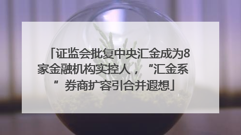 证监会批复中央汇金成为8家金融机构实控人，“汇金系”券商扩容引合并遐想