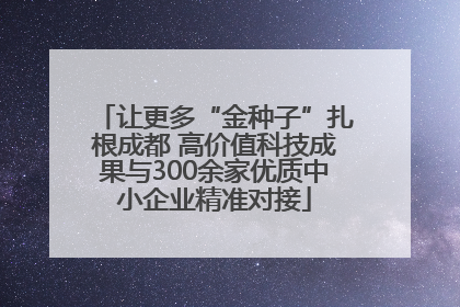让更多“金种子”扎根成都 高价值科技成果与300余家优质中小企业精准对接