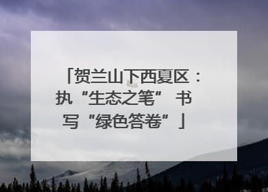 贺兰山下西夏区：执“生态之笔” 书写“绿色答卷”