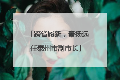 跨省履新，秦扬远任泰州市副市长