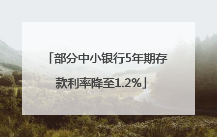 部分中小银行5年期存款利率降至1.2%