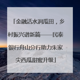 金融活水润瓜田，乡村振兴谱新篇——民泰银行舟山分行助力朱家尖西瓜甜蜜升级