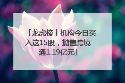 龙虎榜丨机构今日买入这15股，抛售跨境通1.19亿元